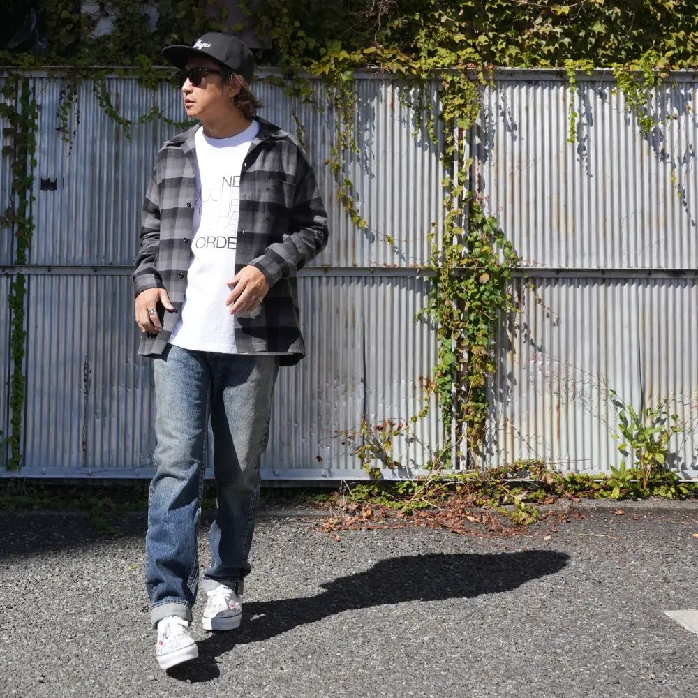 【ラスト1点】C.R Flow Ombre Check Open Collar L/S SH  (BLT) / オンブレチェック オープンカラーシャツ
