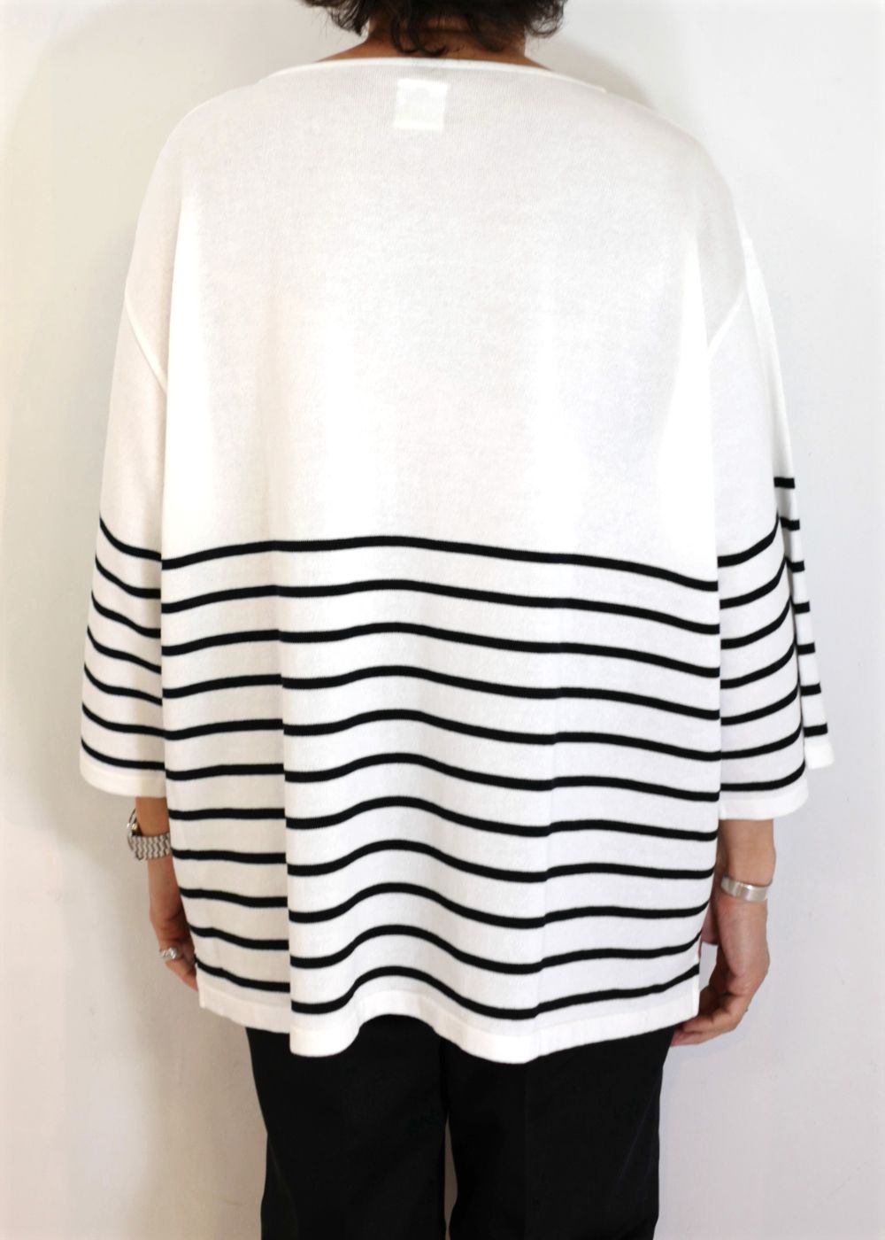KNITTED BASQUE SHIRT "ERNEST" (WHITE) / サマーニット バスクシャツ
