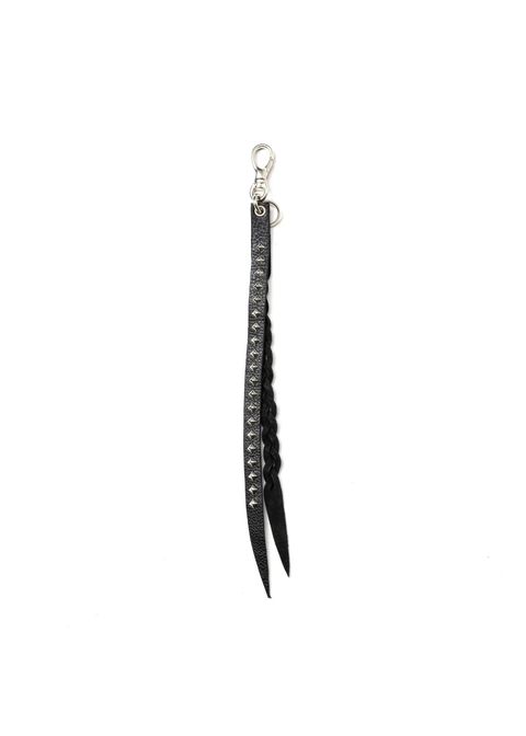 STUDS & KNITTING LEATHER LONG KEY RING ＜TYPE B＞ (BLACK) / スタッズ レザー キーリング