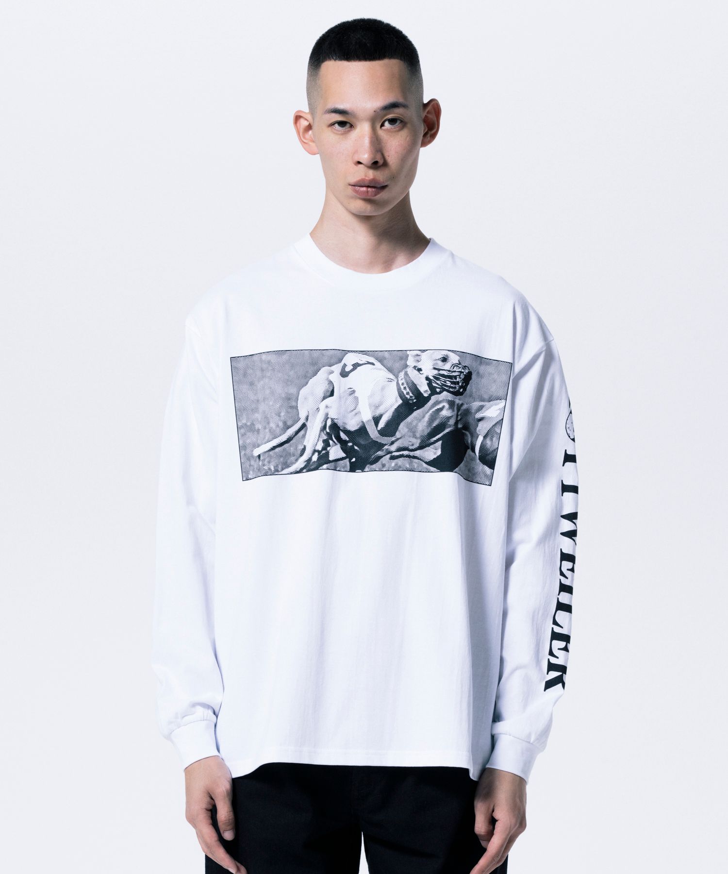 DOGRACE LS TEE (WHITE) / フォト プリント ロング スリーブ Tシャツ