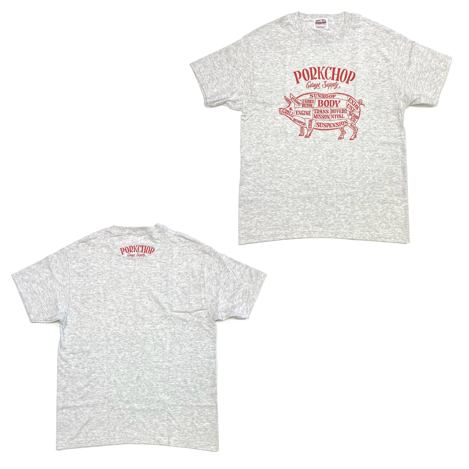 PORKCHOP GARAGE SUPPLY - PORK FRONT TEE 25 (ASH) / ポーク