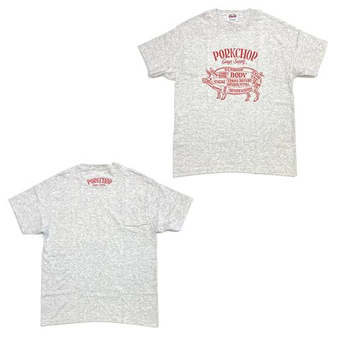 PORK FRONT TEE 25 (ASH) / ポーク フロント ロゴ Tシャツ