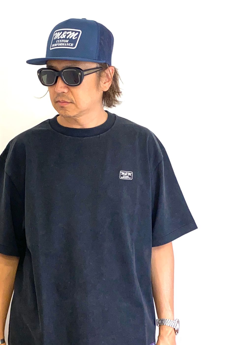 Classic Trucker Mesh Cap (NAVY) / ロゴ プリント メッシュキャップ