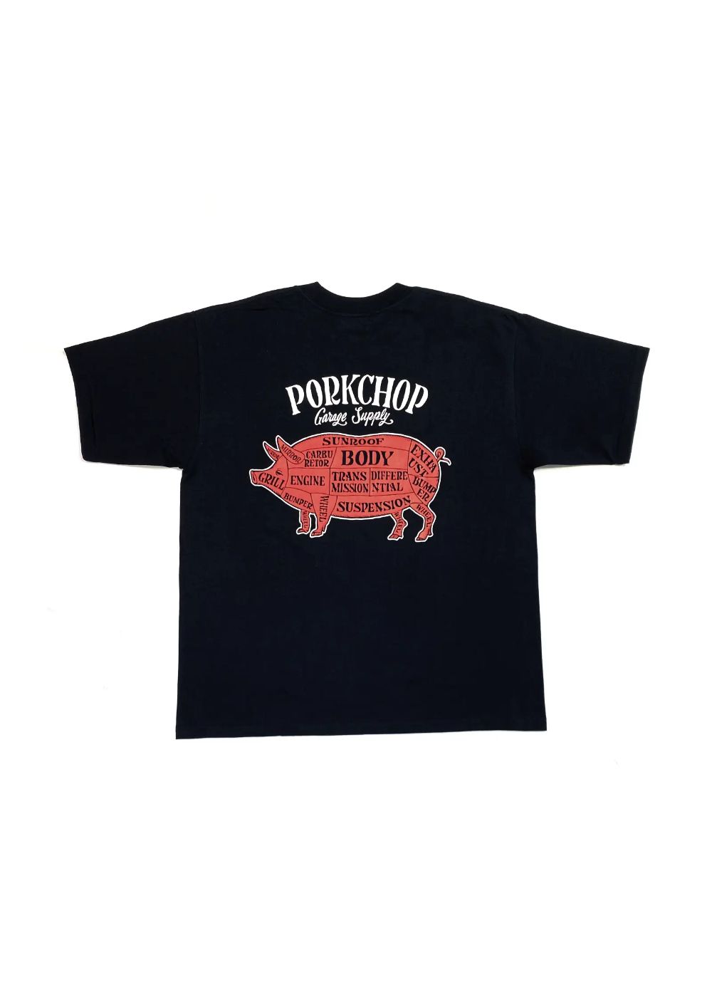PORK BACK TEE (BLACK) / ポークバック ロゴ Tシャツ