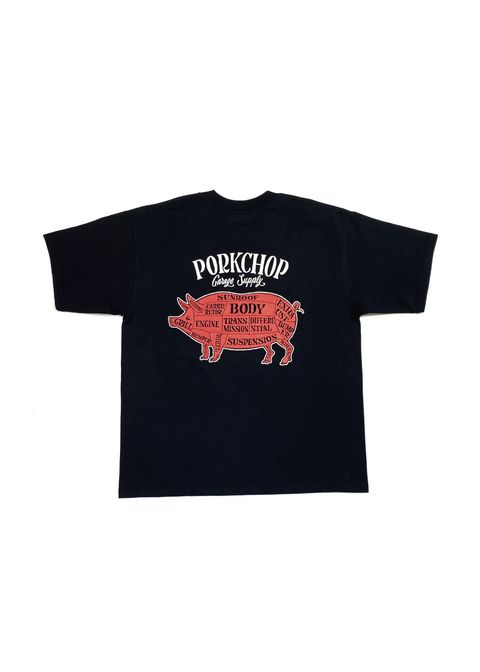 PORK BACK TEE (BLACK) / ポークバック ロゴ Tシャツ