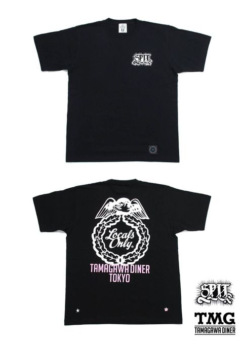 PRINT S/S TEE (BLACK) / SPIT&TAMAGAWA DINER コラボT