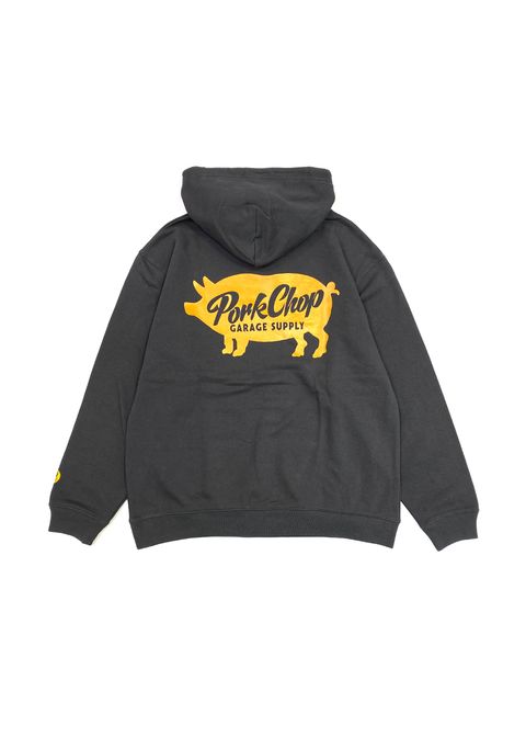 SCRIPT PORK HOODIE (ASH BLACK) / ロゴ スウェットパーカー