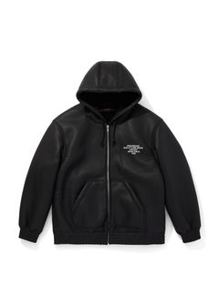 PU Leather Boa Hooded Jacket (BLACK) / フェイクレザー ボア フード ジャケット