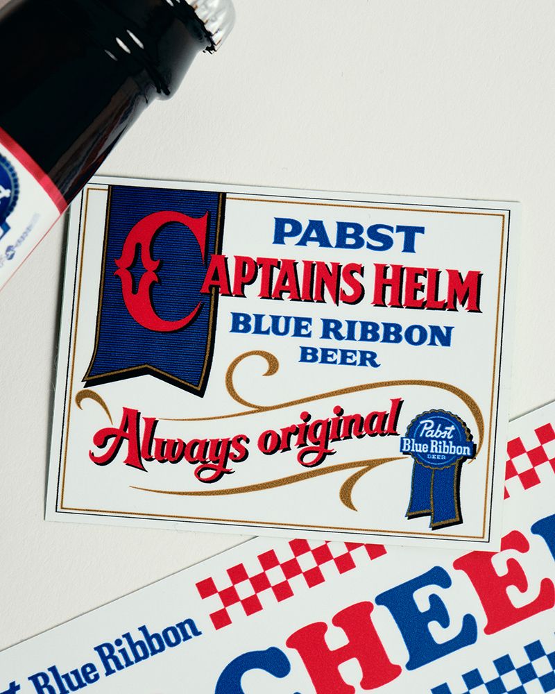 × Pabst Blue Ribbon STICKER SET (WHITE) / ×パブストブルーリボン コラボ ステッカー セット