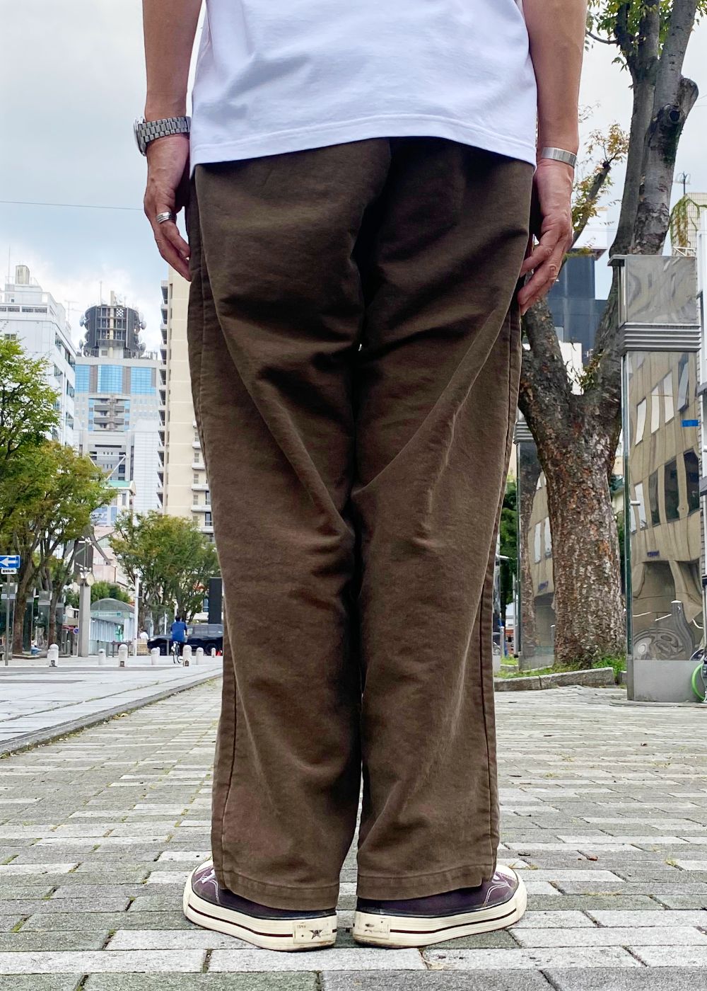 Moleskin Big Chino Pants (BROWN) / モールスキン ビッグ チノパンツ