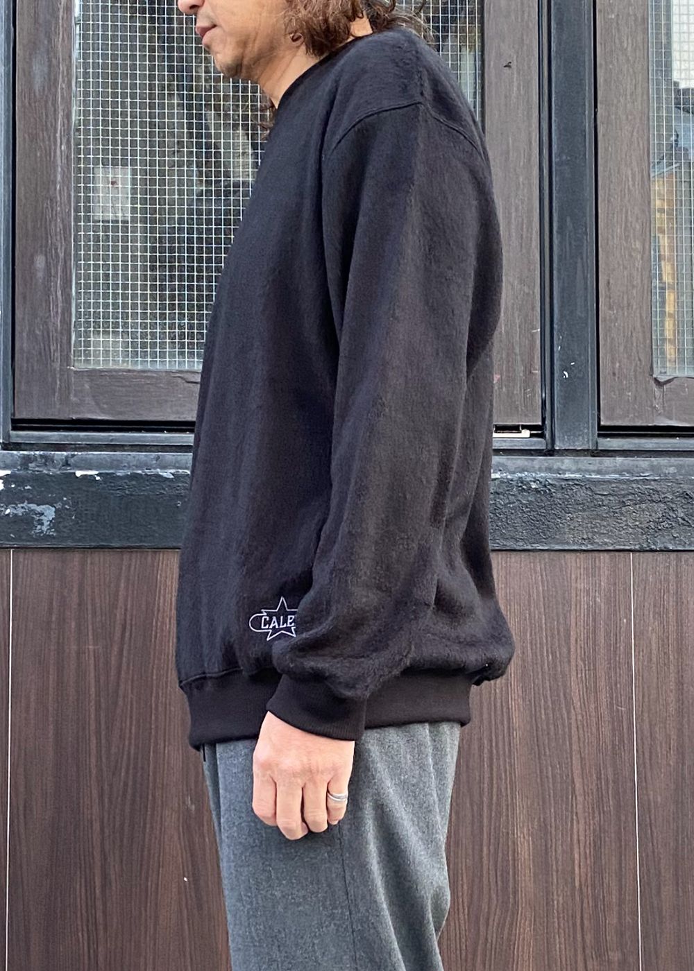 SHAGGY FABRIC CREW NECK SW (BLACK) / シャギー クルー ネック カットソー