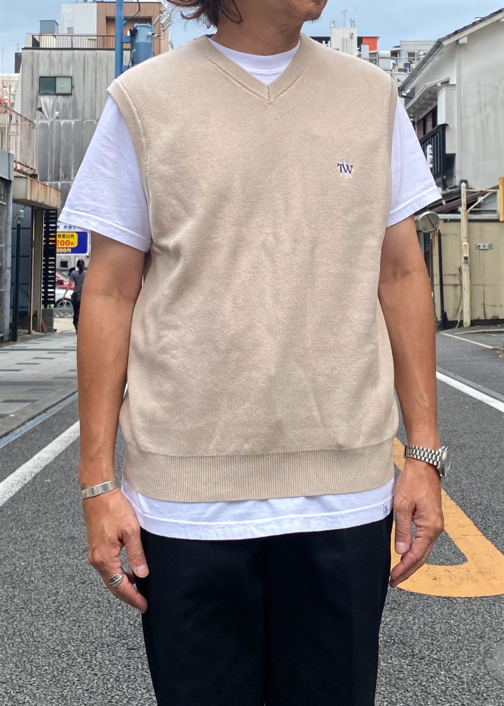 GDC×TW Cotton Knit Vest (BEIGE) / ×TW コラボ ニット ベスト