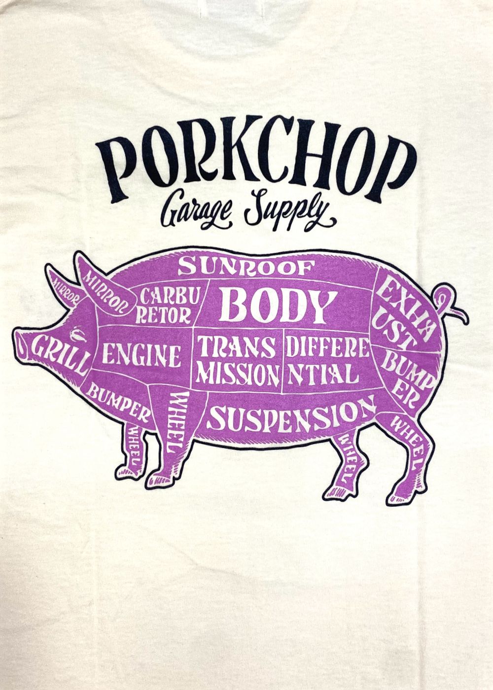 PORK BACK TEE (CREAM) / ポークバック ロゴ Tシャツ