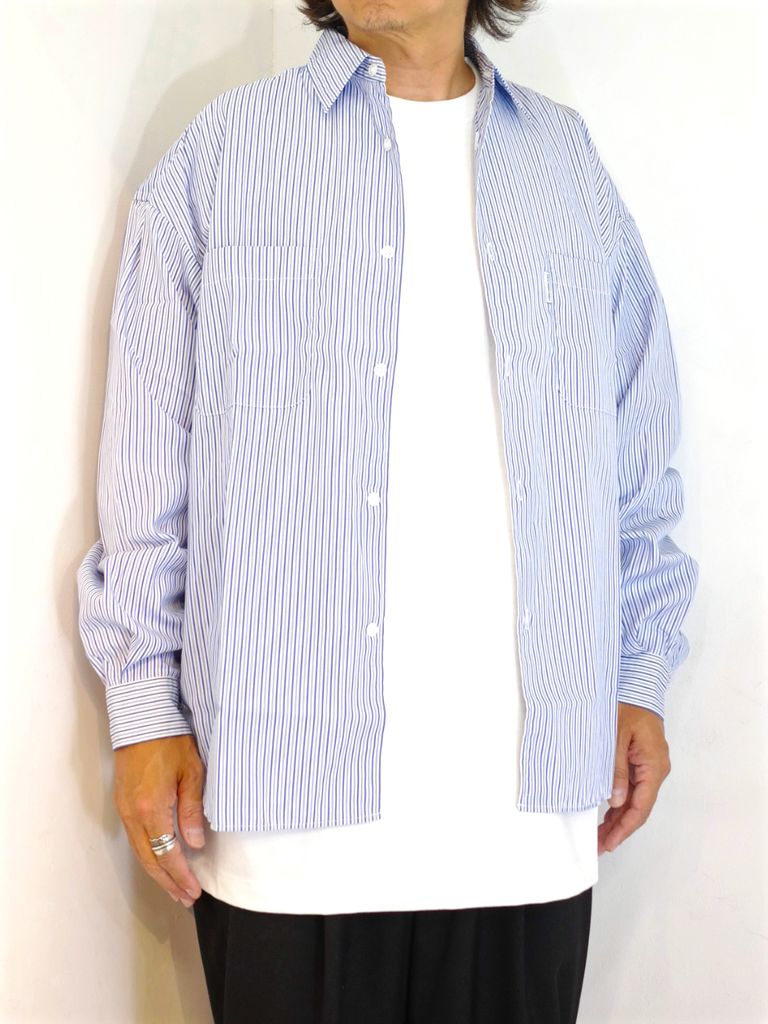 COOTIE PRODUCTIONS - Stripe Broad L/S Shirt (SAXE) / ストライプ  