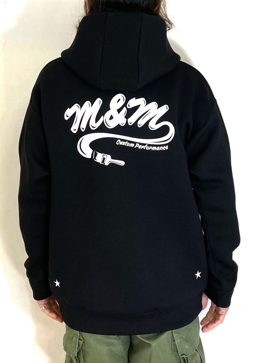 M&M CUSTOM PERFORMANCE - HEAVY PARKA (BLACK) / ロゴ プリント