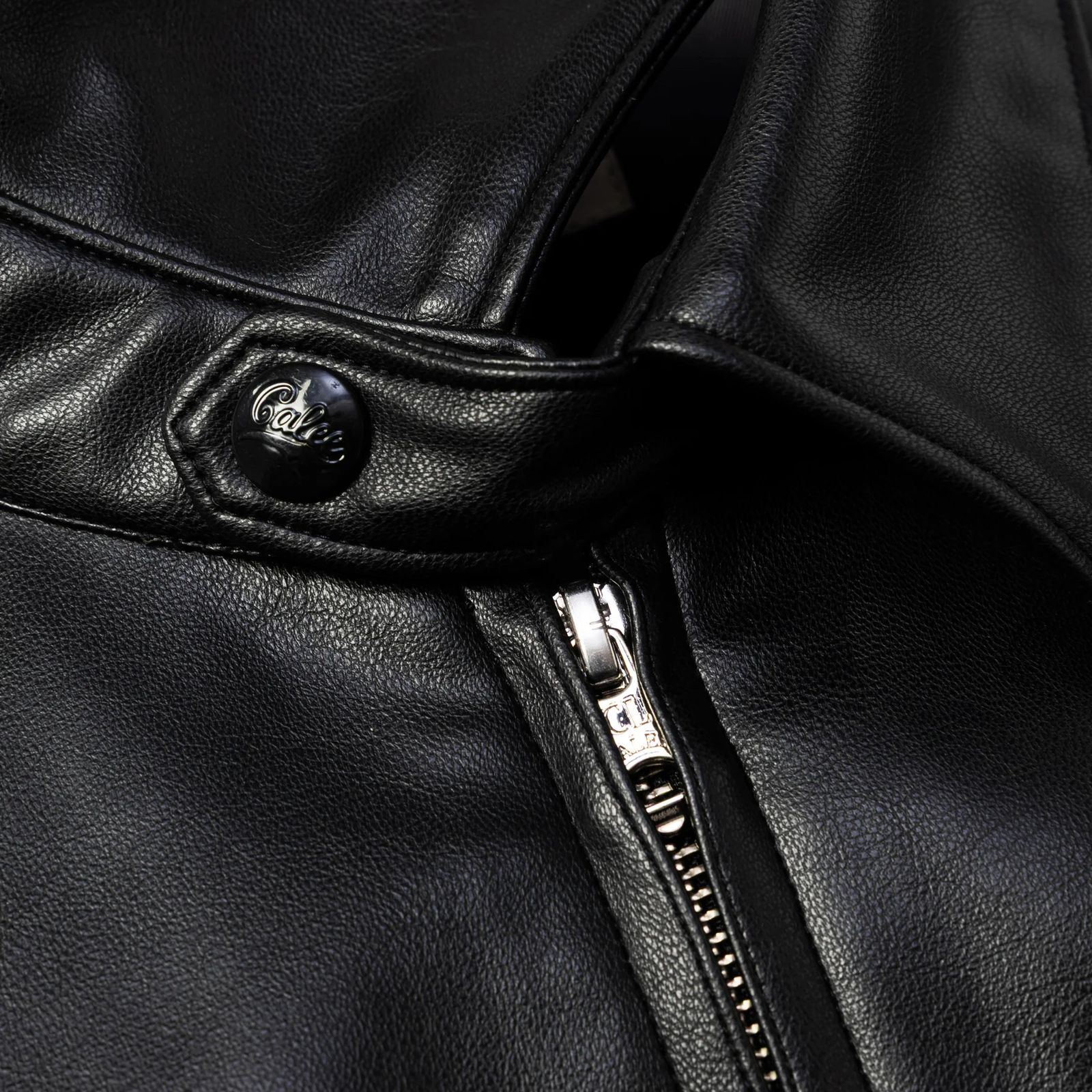 FAUX LEATHER HARRINGTON JACKET (BLACK) / フェイク レザー ハリントン ジャケット