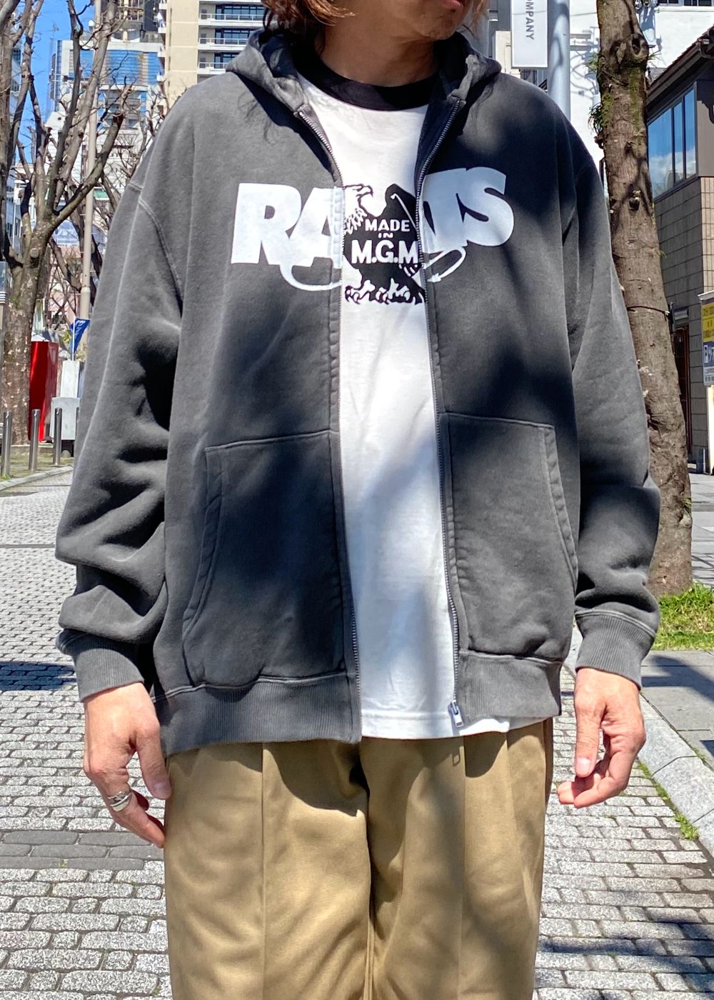 PIGMENT DYED ZIP HOODIE (BLACK) / ピグメントダイ ジップ スウェット パーカー