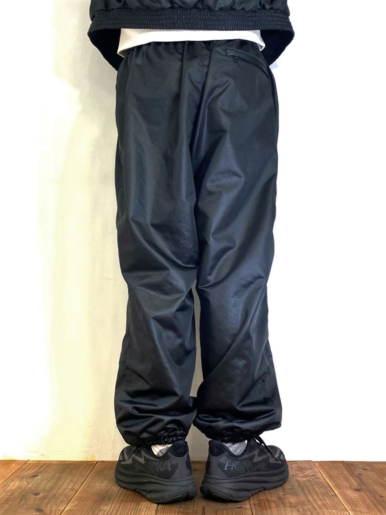 COOTIE PRODUCTIONS - Damp Coated Satin Wide Track Pants (BLACK 