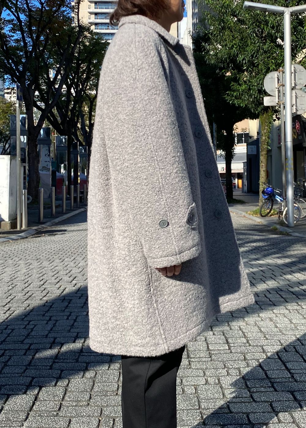 WOOL BALMACAAN COAT "Balmacaan" (GRAY) / ウール バルマカーン コート