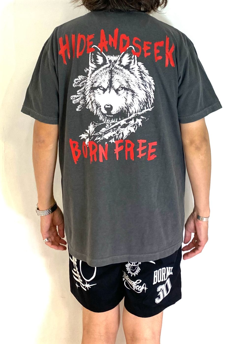 Wolf S/S Tee (Back) (D-BLACK) / ウルフ プリントTee (バック)