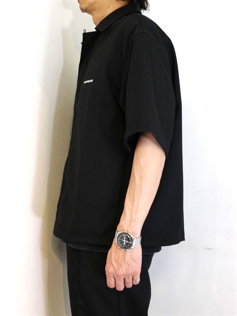 COOTIE PRODUCTIONS - Polyester Twill Fly Front S/S Shirt (BLACK