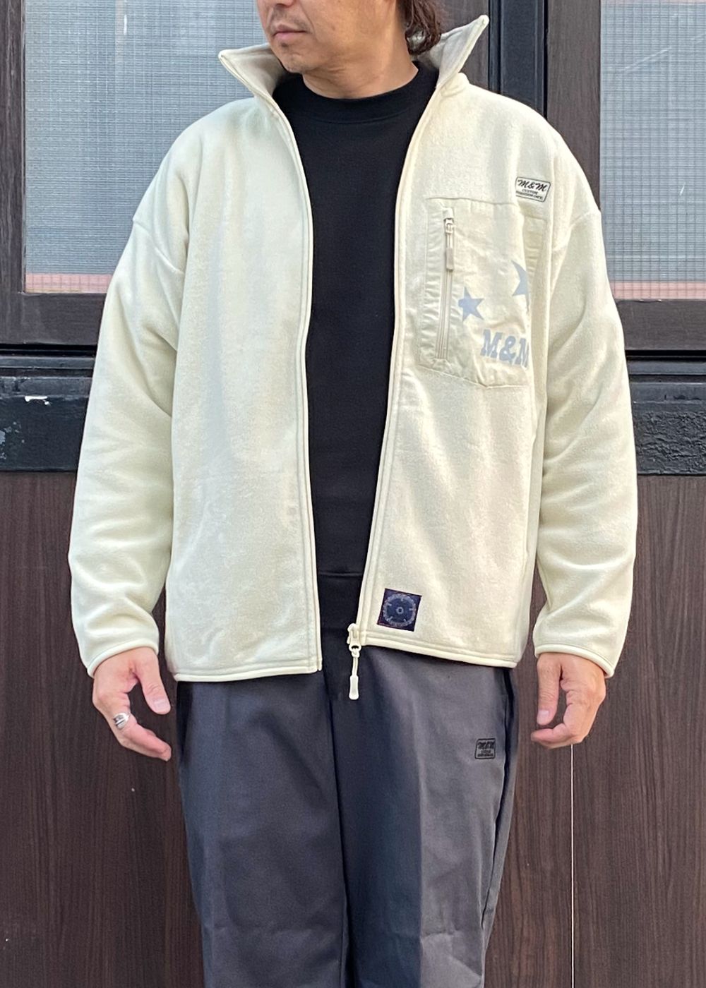 Stand zip fleece Blouson (NATURAL) / フルジップ フリース ジャケット