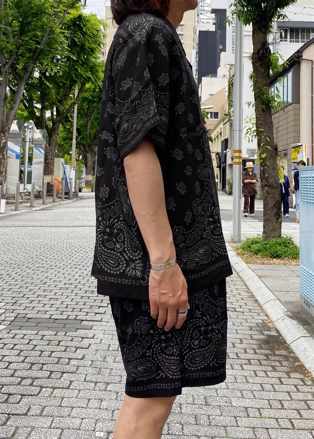 Bandana S/S Shirt (BLACK) / オリジナル バンダナ オープンカラー シャツ / セットアップ可能