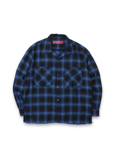OMBRE CHECK L/S SHIRT (BLUE) / オンブレチェック オープンカラーシャツ
