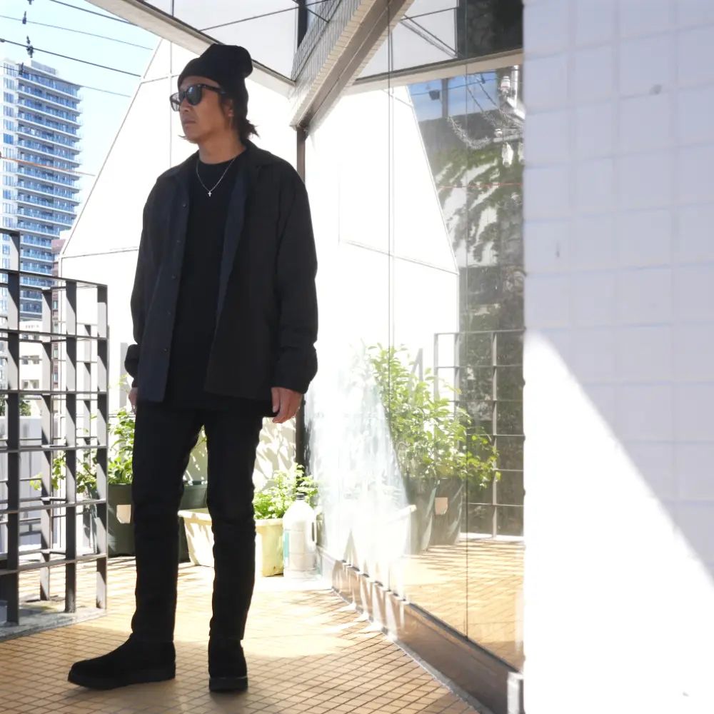 【ラスト1点】Salt'n Peppar Wool Open Collar L/S SH (CGR) / ソルトアンドペッパー ウール オープンカラーシャツ