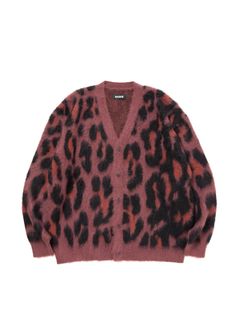 LEOPARD CARDIGAN (BLACK) / オリジナル レオパード柄 モヘア カーディガン