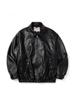 FAUX LEATHER HARRINGTON JACKET (BLACK) / フェイク レザー ハリントン ジャケット