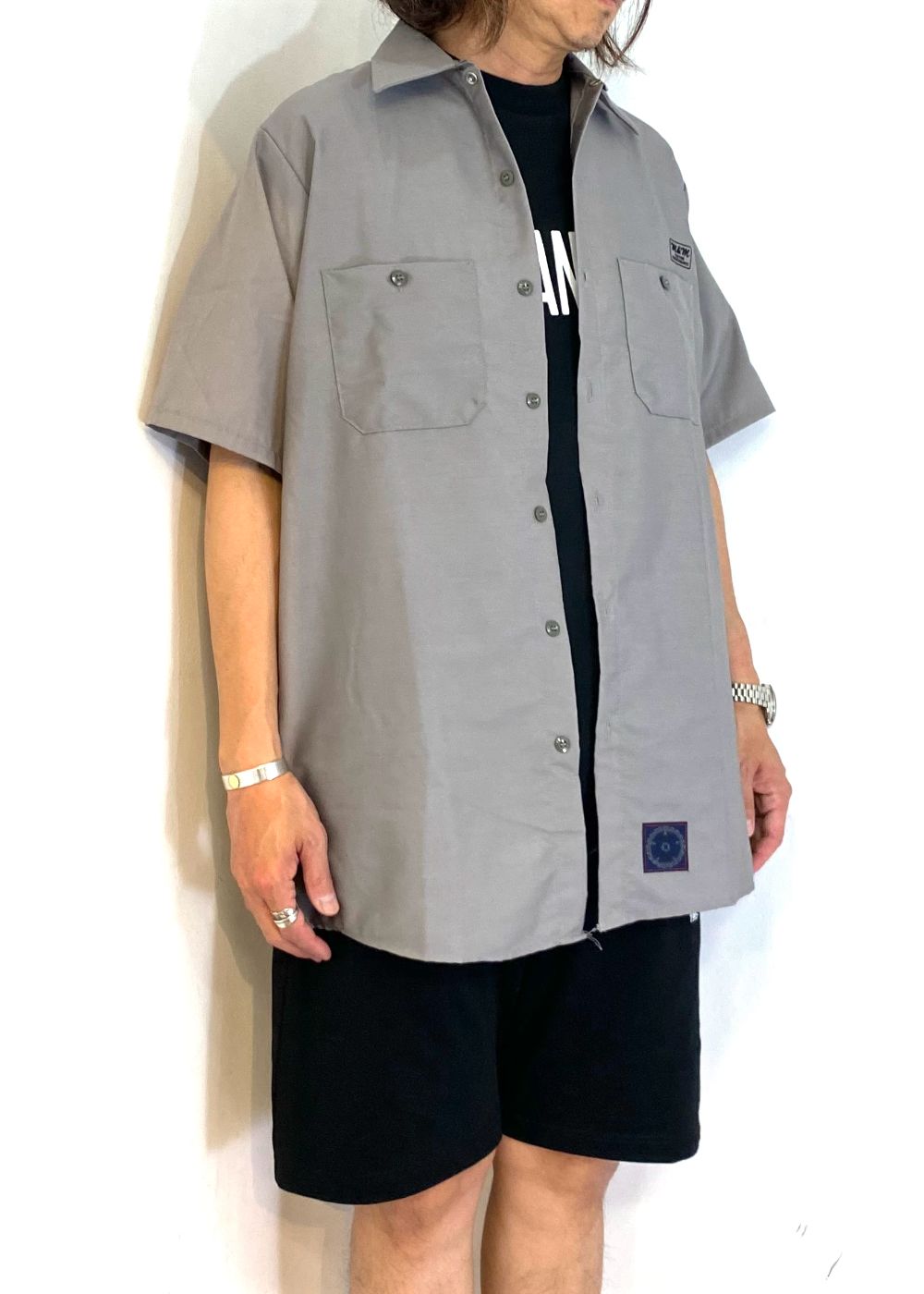 【ラスト1点】Short Sleeve Work Shirt (GRAY) / T/Cツイル ワーク シャツ