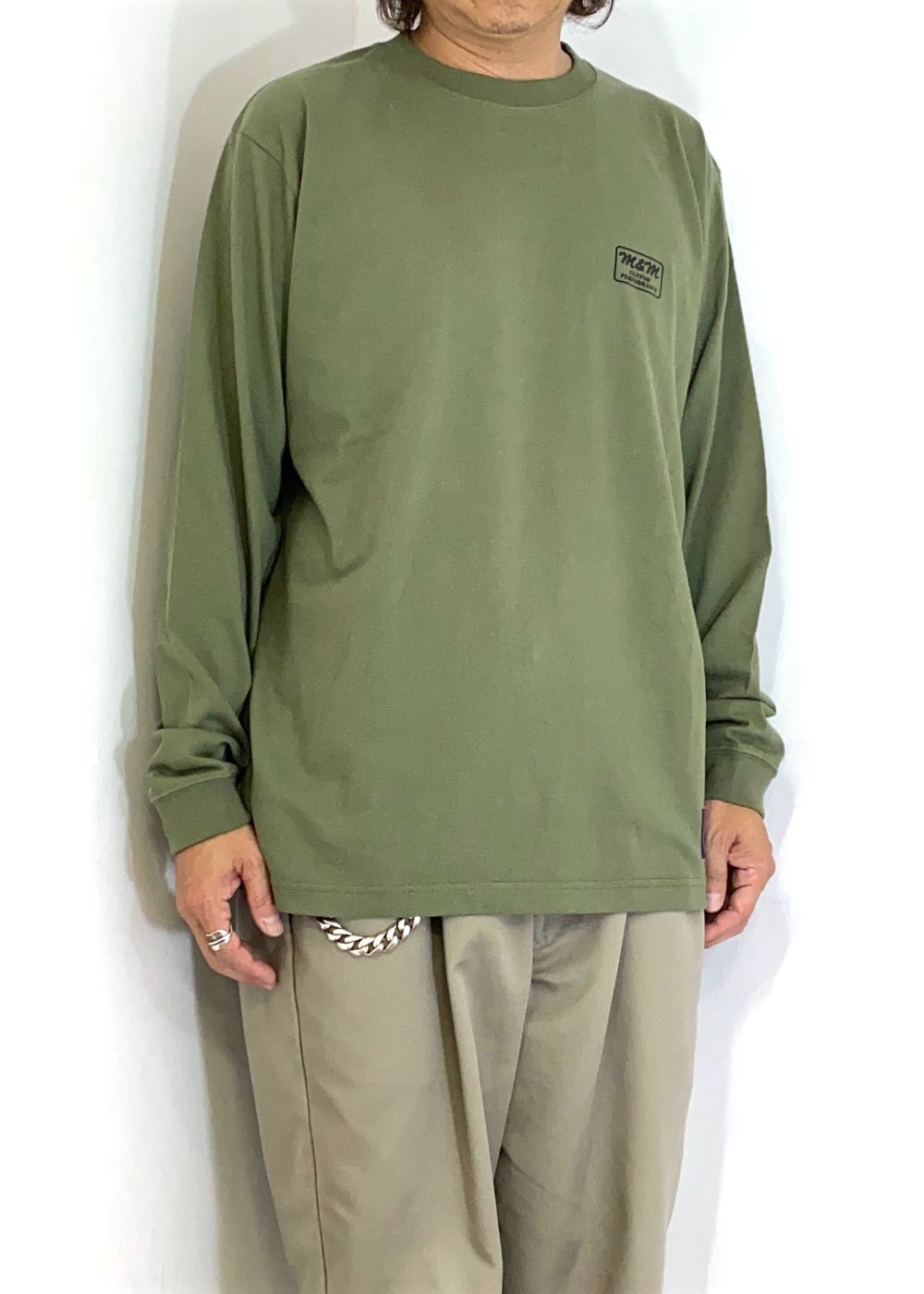 Print L/S Tee (LIGHT OLIVE) / プリント ロンT