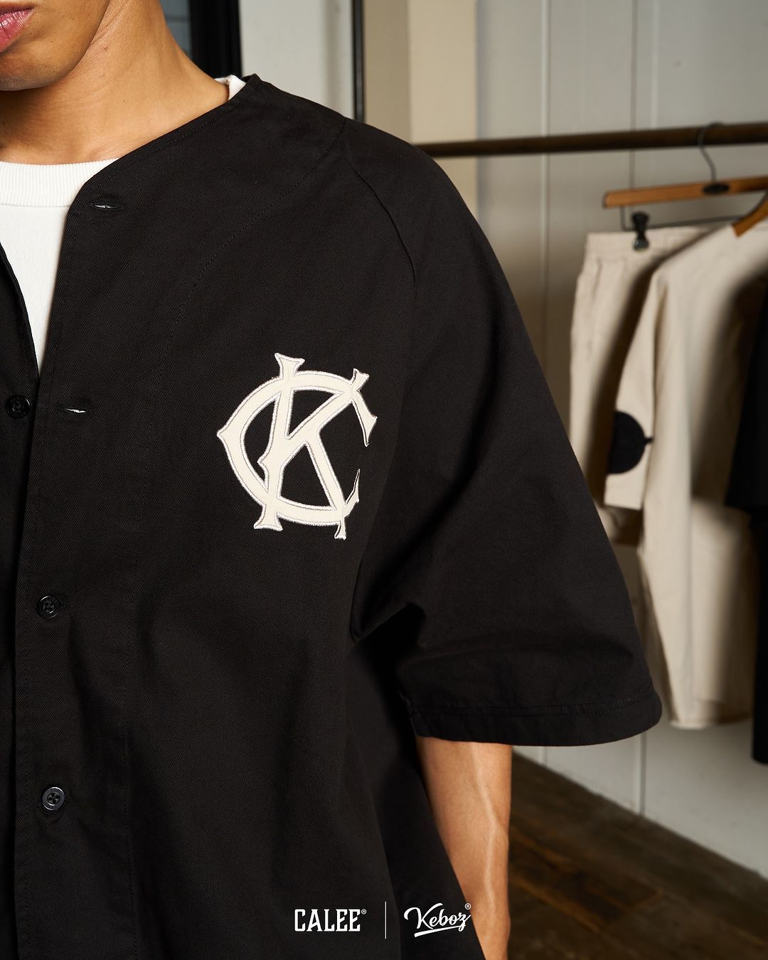 CALEE - × KEBOZ BASEBALL SHIRT (BLACK) / ケボズ コラボ ベースボール シャツ | LOOPHOLE