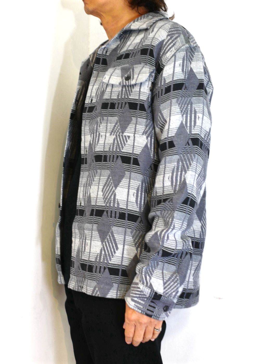 RATS - NATIVE JACQUARD SHIRT (GRAY) / ネイティブ ジャガード シャツ