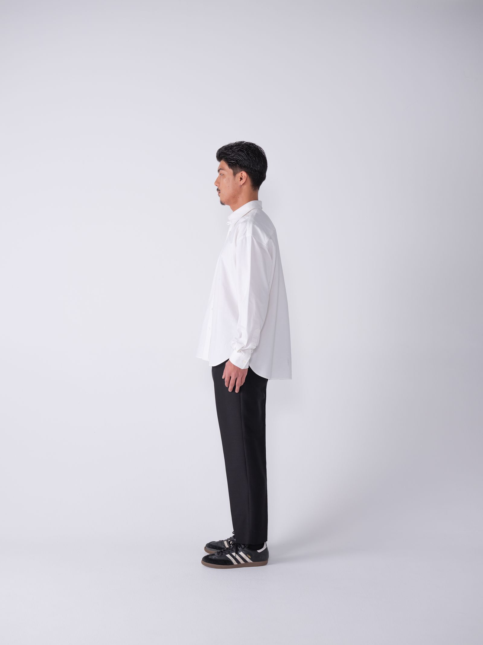 L/S TAB COLLAR OX SHIRT "GERE" (WHITE) / オックスフォード タブカラー シャツ
