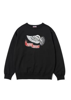 SWEAT CREW FLING WEEL P (×MASSES) (BLACK) / マシス コラボレーション スウェット