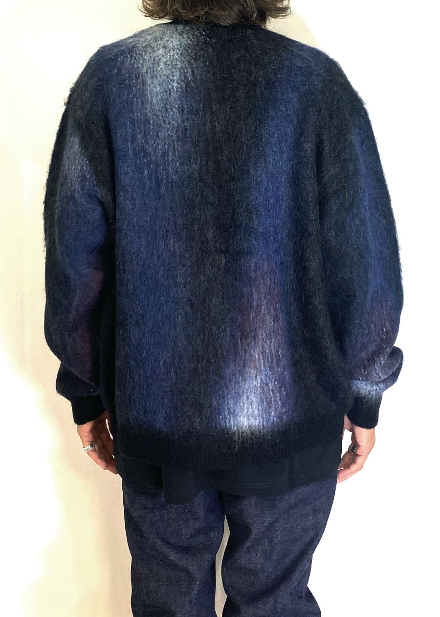 【ラスト1点】PATERNED CARDIGAN (NAVY) / オリジナル パターン柄 モヘア カーディガン