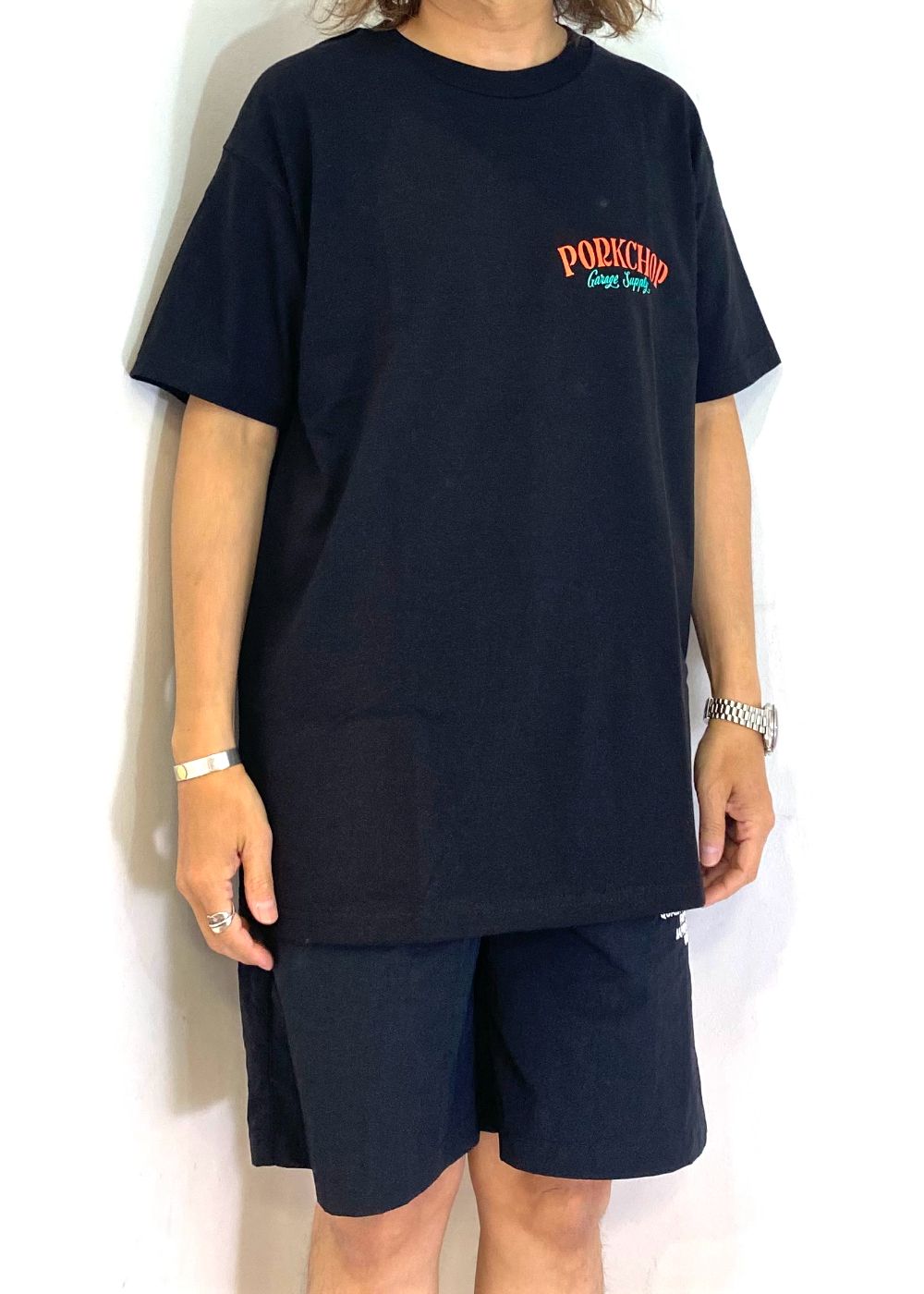 PORK BACK TEE (BLACK) / ポークバック ロゴ Tシャツ
