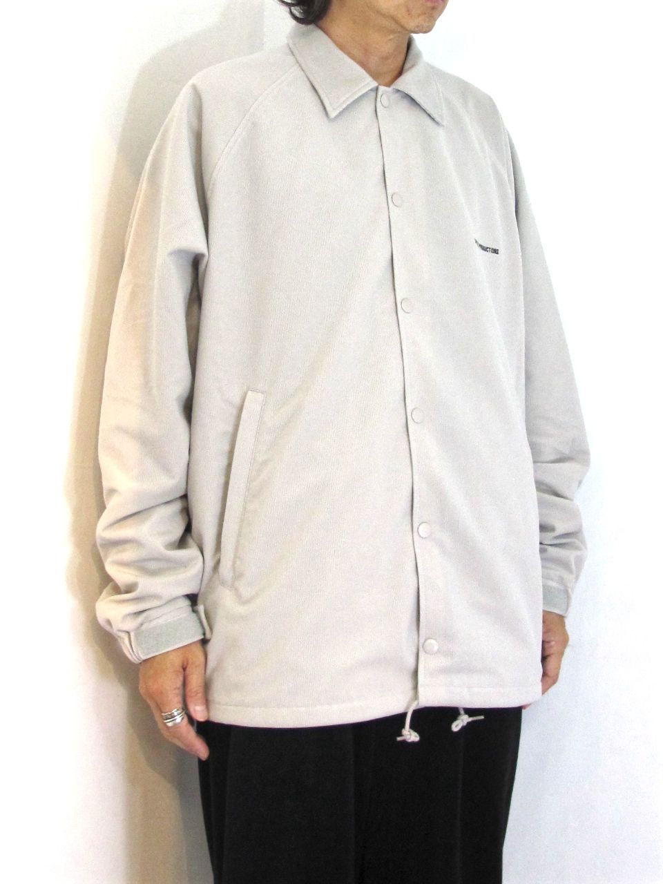 COOTIE PRODUCTIONS - POLYESTER CORDUROY COACH JACKET (GRAY 