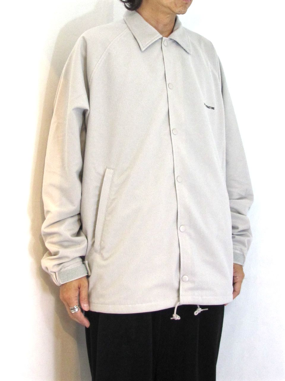 COOTIE PRODUCTIONS - POLYESTER CORDUROY COACH JACKET (GRAY