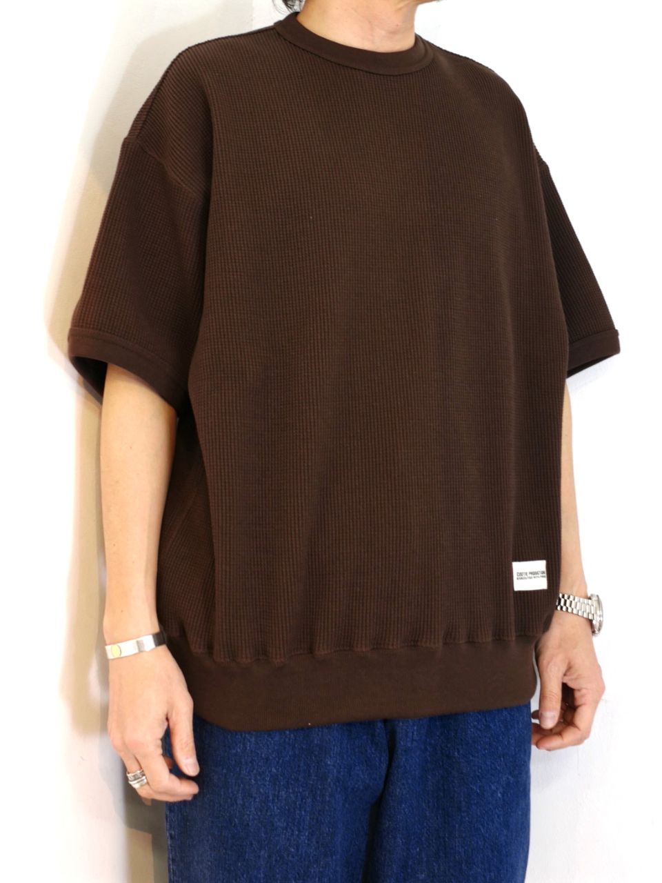 COOTIE PRODUCTIONS - Suvin Waffle S/S Crew (BROWN
