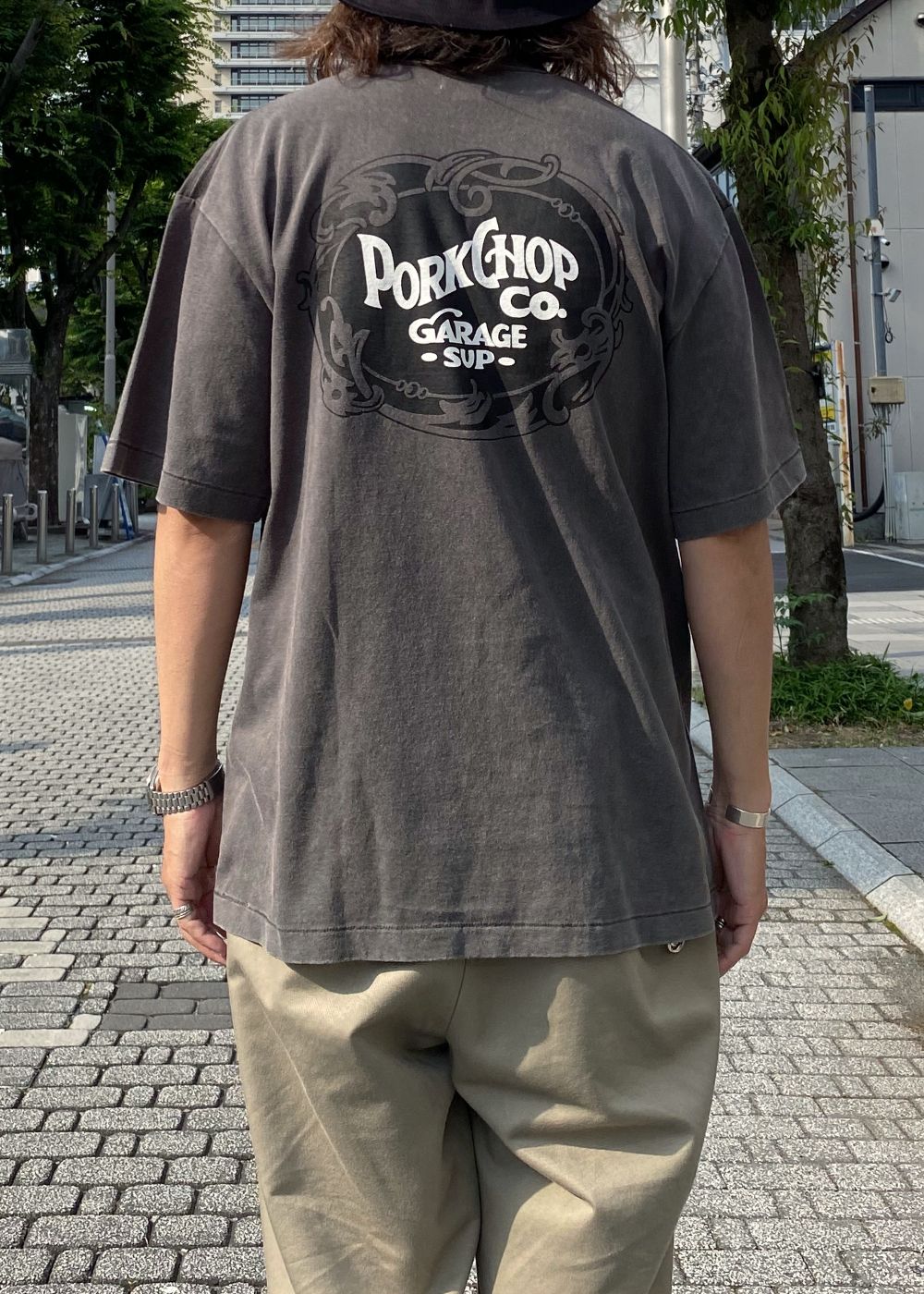 F LEAF LOGO TEE (FADE GRAY) / リーフ ロゴ Tシャツ