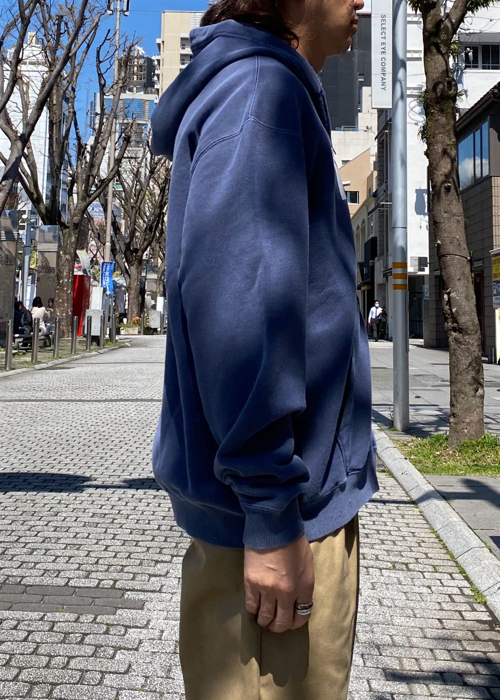 PIGMENT DYED ZIP HOODIE (NAVY) / ピグメントダイ ジップ スウェット パーカー