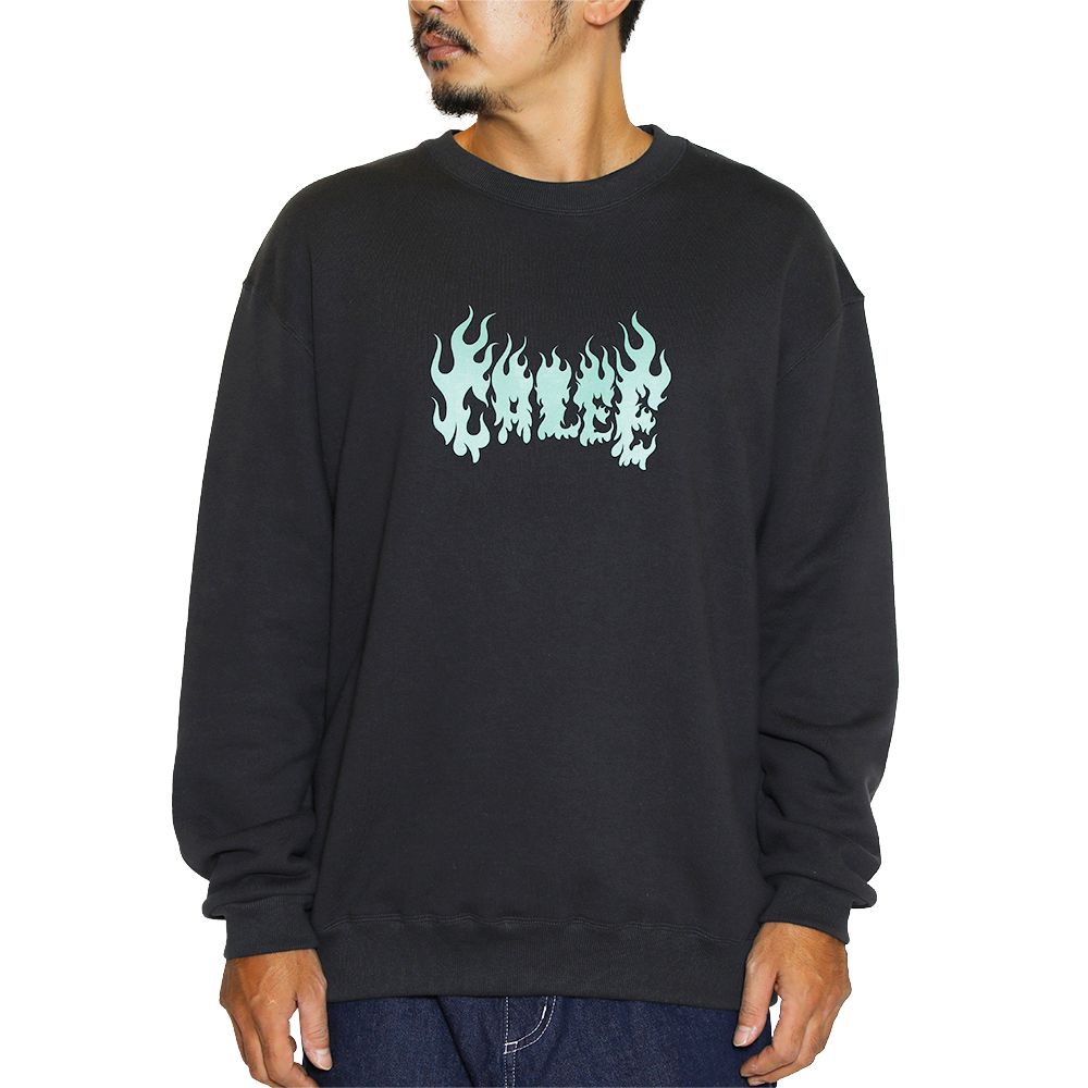 CALEE FLAME DRAGON LOGO CREW NECK 龍　舐達磨 CALEE - FLAME DRAGON LOGO CREW NECK SW (BLACK) / オリジナル