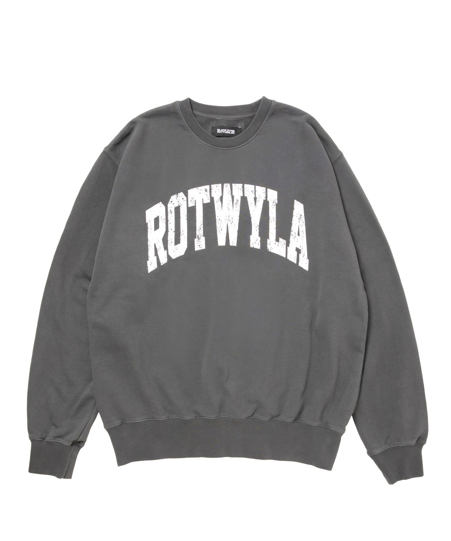 ROTWYLA SWEAT (BLACK) / カレッジロゴ プリント ピグメント スウェット