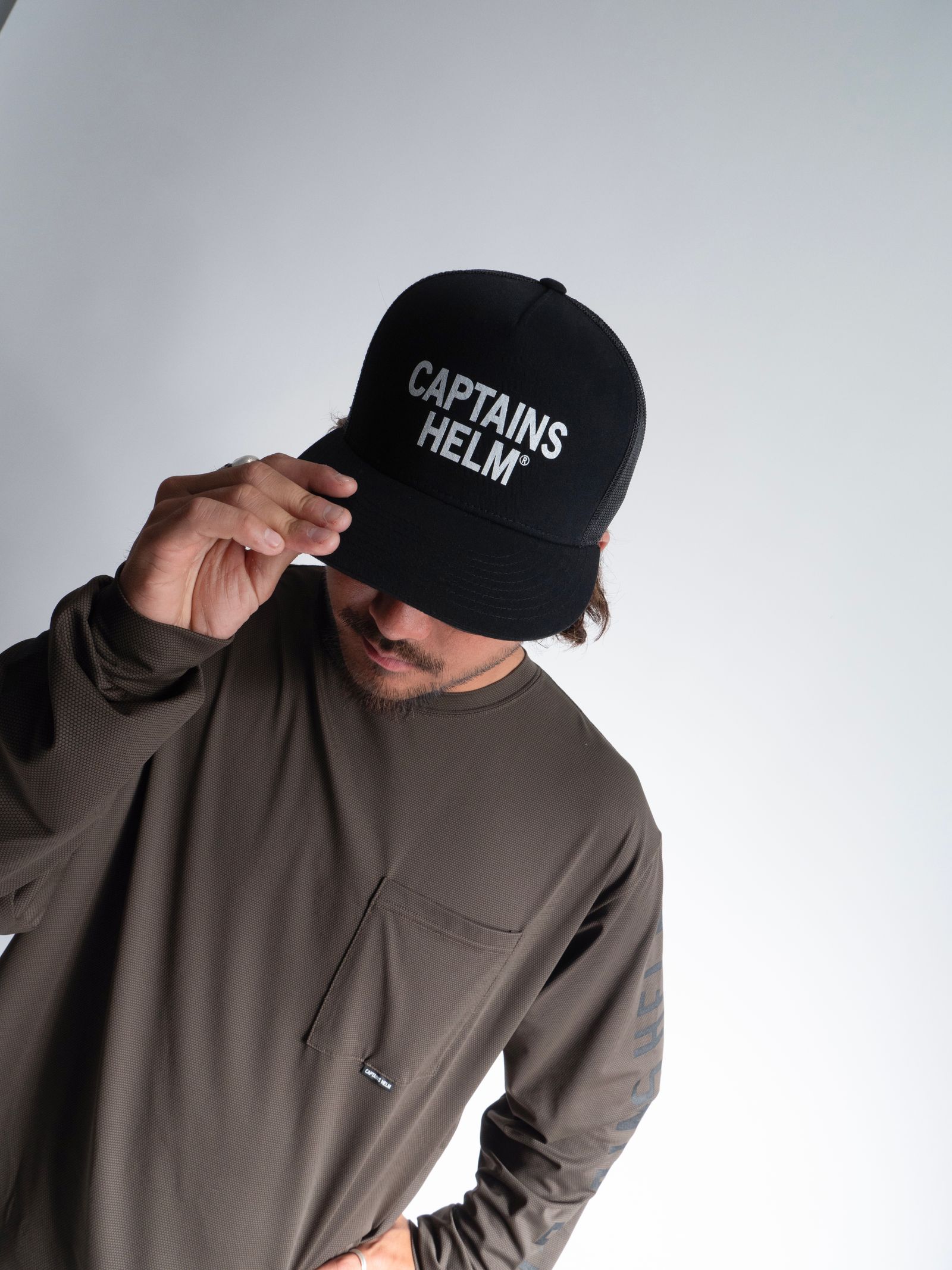 CAPTAINS HELM - TM LOGO MESH CAP (BLACK×WHITE) / ロゴメッシュ