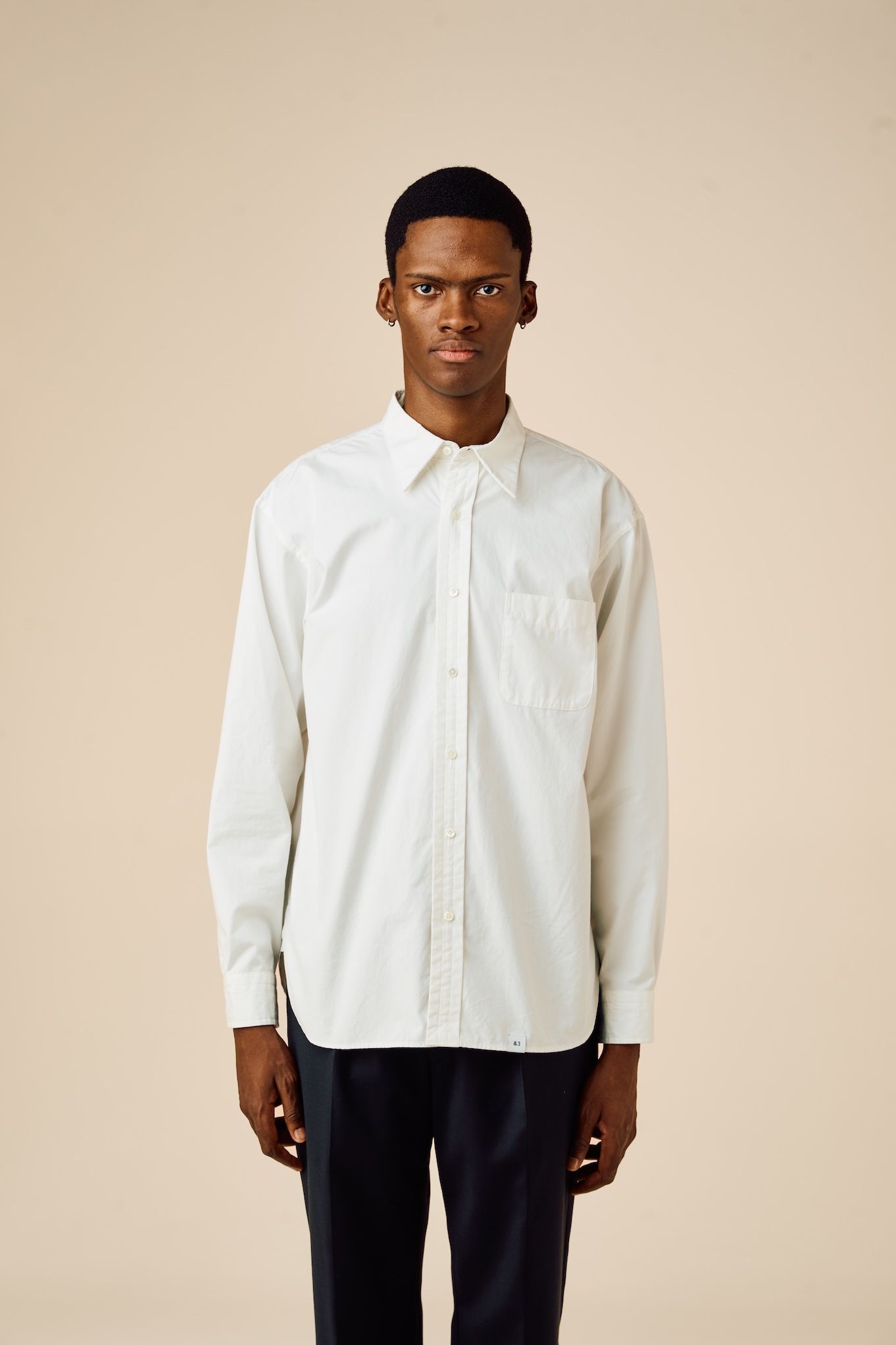 L/S LONG POINT COLLAR SHIRT "LYNCH" (WHITE) / オックスフォード レギュラーカラー シャツ