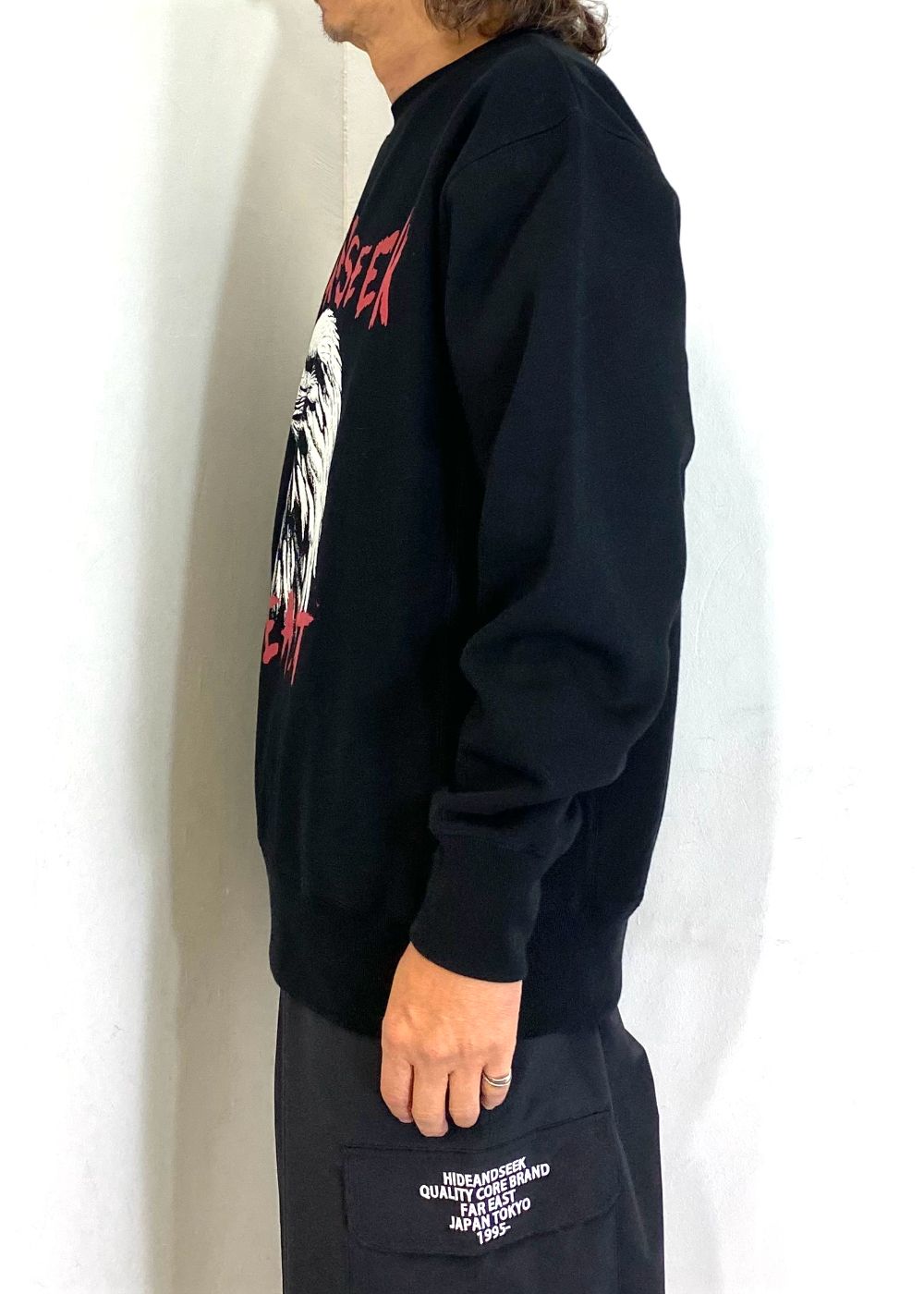 Eagle Sweat Shirt (BLACK×RED) / イーグル クルーネック スウェット
