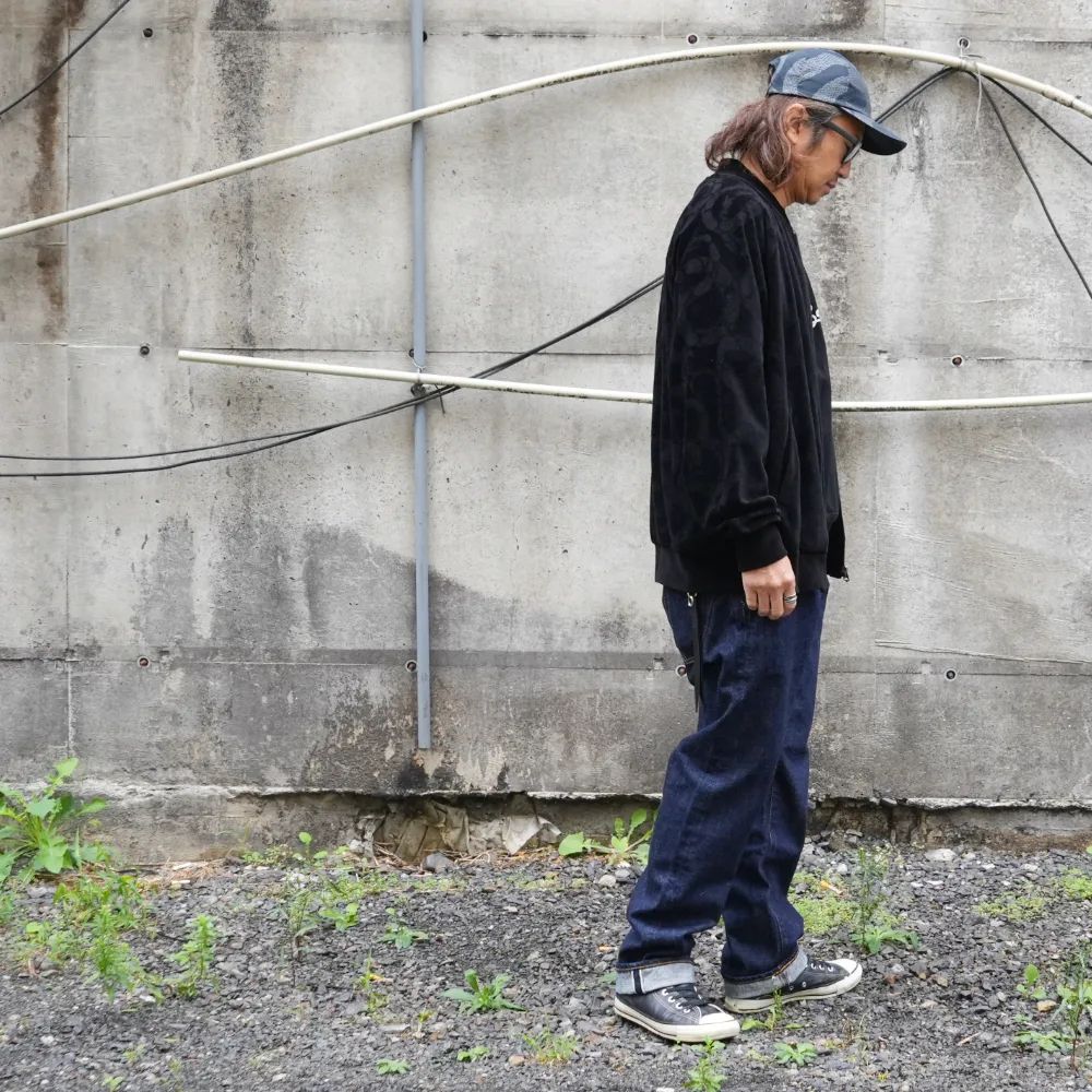 【ラスト1点】JQ VELOUR JACKET ＜SNAKE PATTERN＞ (BLACK) / ジャガード 総柄 ベロア ジャケット